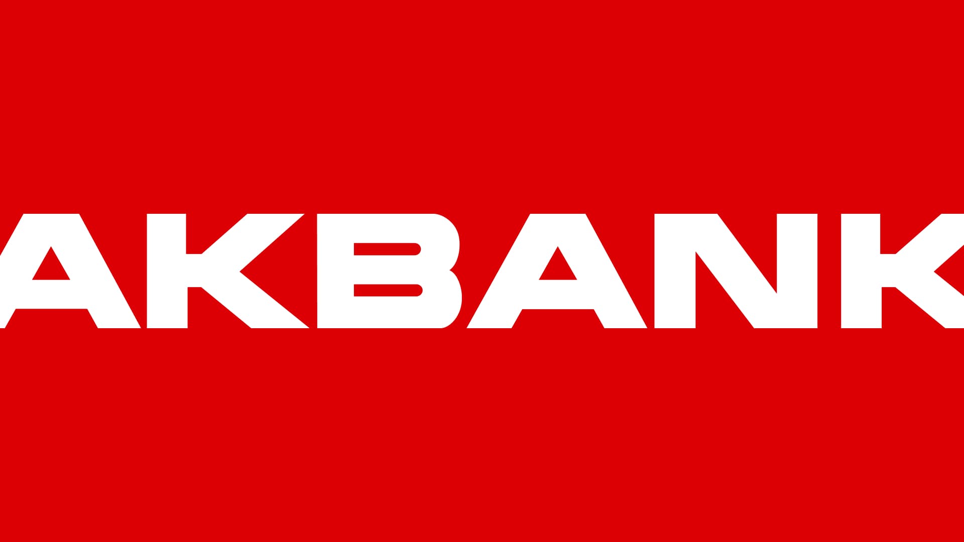 Akbank wordmark in white on Akbank red